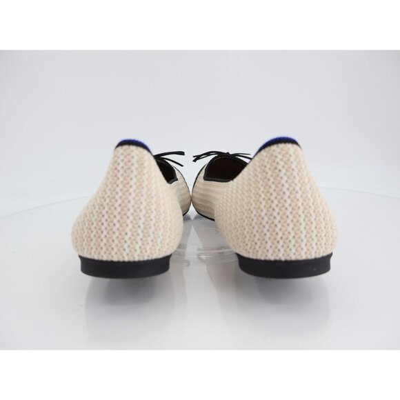Rothy's Coco The Ballet Flat Cream Black Woven Bow Tie Flats Size 13 - Picture 5 of 12